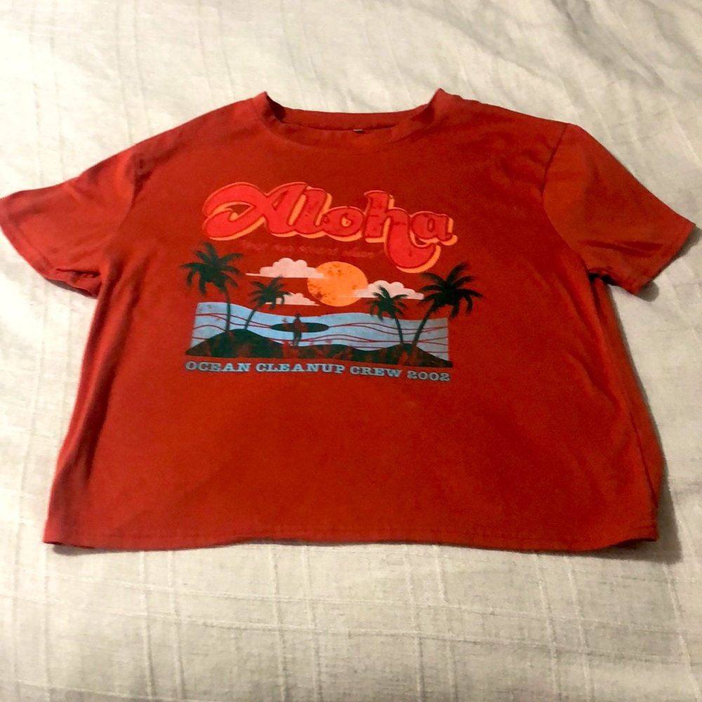 Red aloha graphic tee
